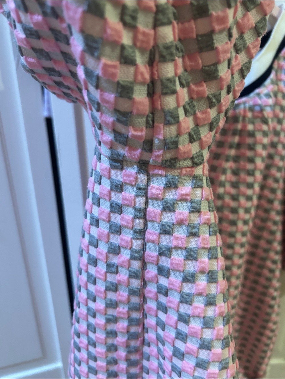 599. Striped Band Detailed Gingham Knit Top - Picture 3 of 4